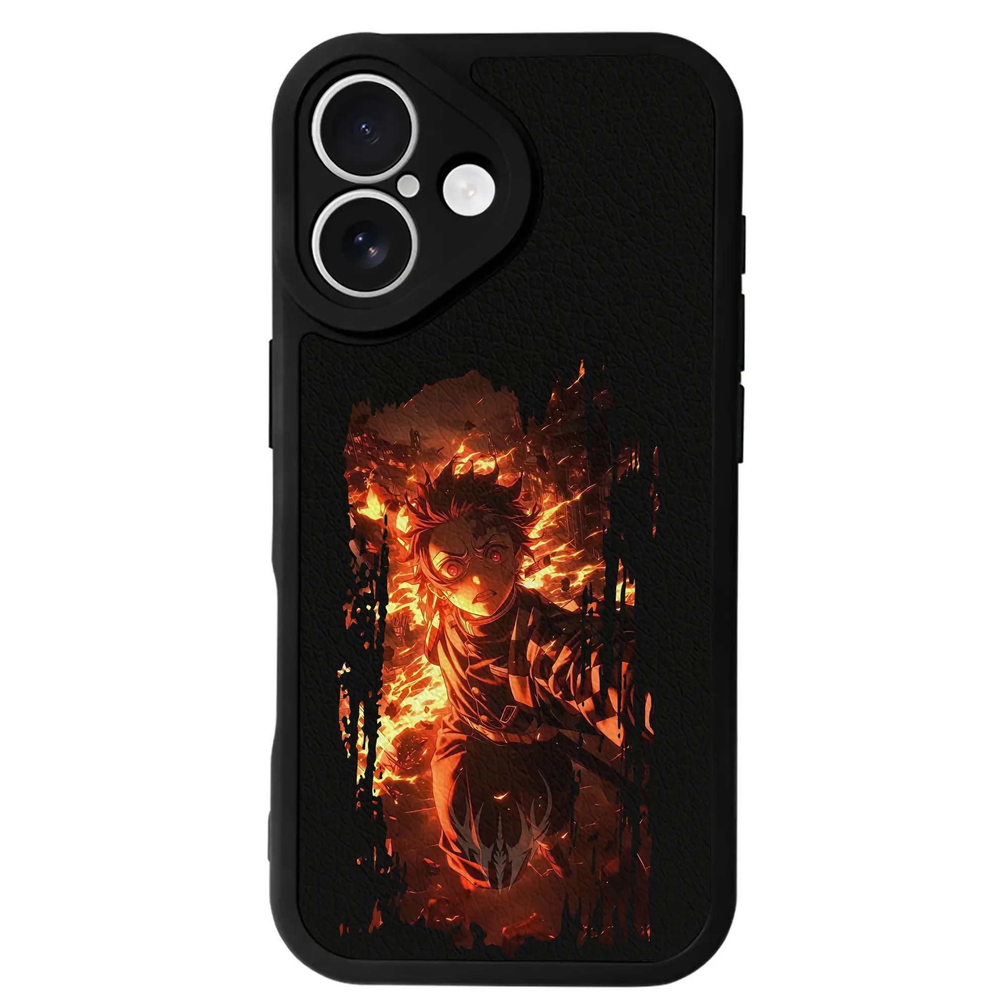 鬼滅の刃 グッズ,竈門 炭治郎 - IPhone 16シリーズ対応 ・ シリコンスマホケース ・ レザー調 ・ 高精度フィット ・ 耐衝撃 ・ ワイヤレス充電対応 ・ 精密カット